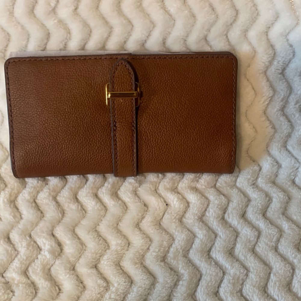 Fossil Brown Wallet with Gold Button NWT NWT - image 1